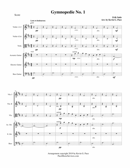 Gymnopedie No 1 Arranged For Violins Viola Acoustic Guitar Electric Guitar And Bass Guitar Page 2