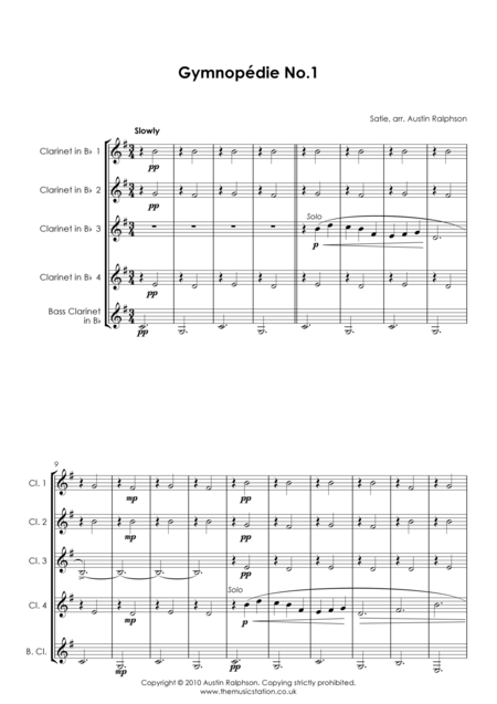 Gymnopedie No 1 Clarinet Quintet Page 2