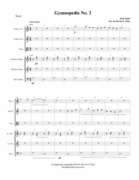 Gymnopedie No 3 Arranged For Violins Viola Acoustic Guitar Electric Guitar And Bass Guitar Page 2