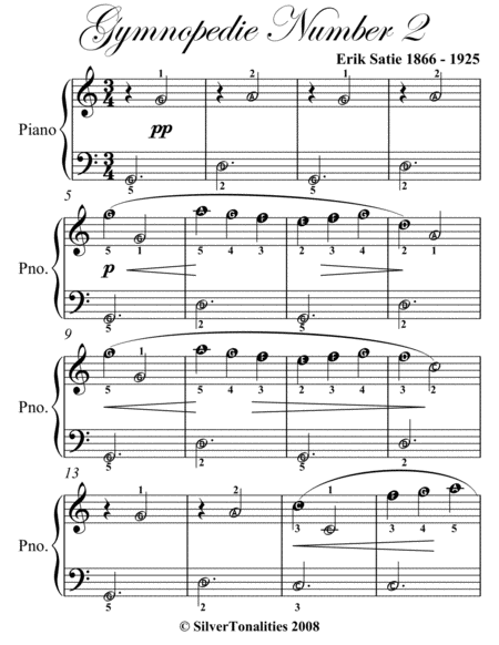 Gymnopedie Number 2 Easiest Piano Sheet Music Page 2