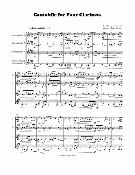 H Waelput Cantabile For Four Clarinets Orig Four Violas Page 2