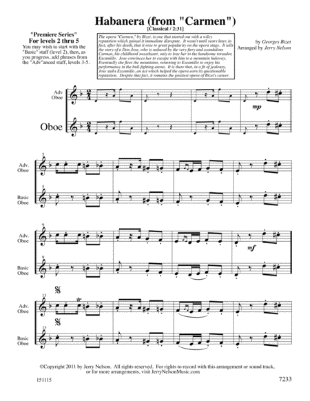Habanera Bizet Arrangements Level 2 5 For Oboe Written Acc Page 2