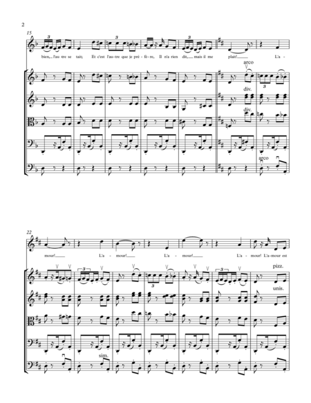 Habanera From Bizets Carmen For String Orchestra And Mezzo Soprano Score Parts Page 2