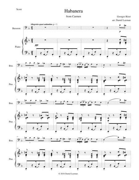 Habanera From Carmen For Bassoon Piano Page 2