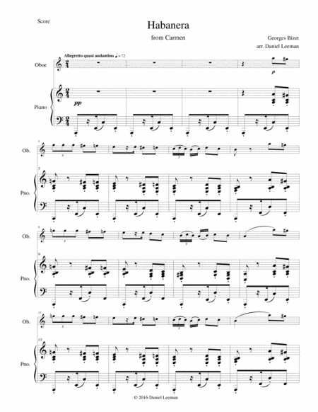 Habanera From Carmen For Oboe Piano Page 2