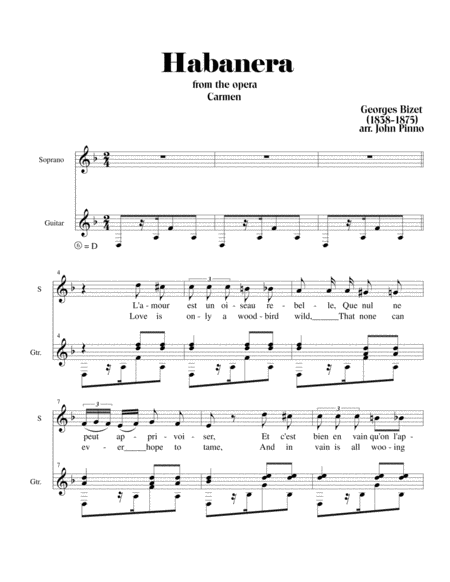Habanera From The Opera Carmen By Georges Bizet Arr For Soprano Voice And Classical Guitar Page 2