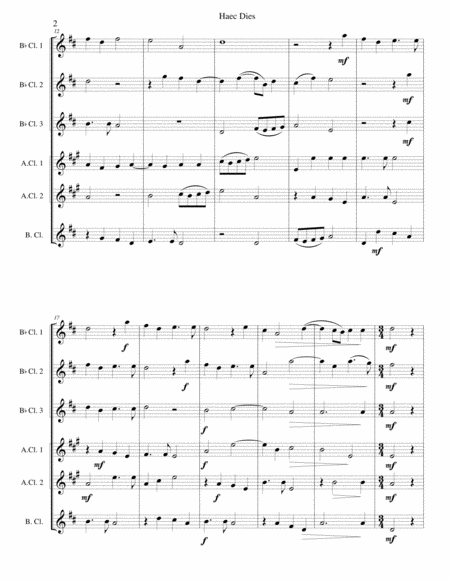 Haec Dies For Clarinet Sextet 3 B Flat Clarinets 2 Alto Clarinets And 1 Bass Clarinet Page 2