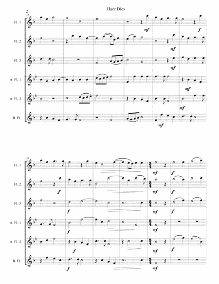 Haec Dies For Flute Sextet 3 C Flutes 2 Altos And 1 Bass Page 2