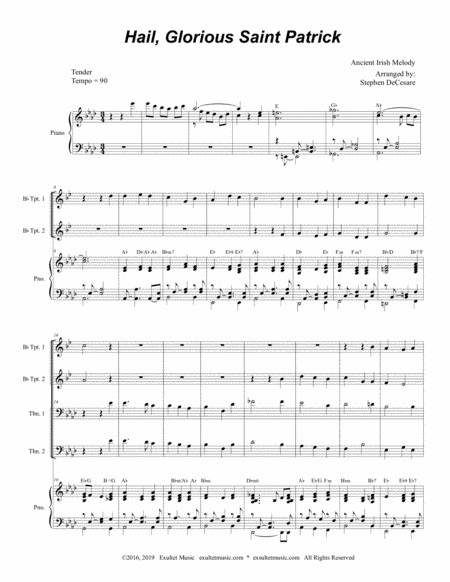 Hail Glorious Saint Patrick For Brass Quartet And Piano Alternate Version Page 2