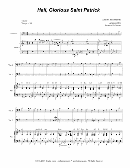 Hail Glorious Saint Patrick Trombone Duet Page 2