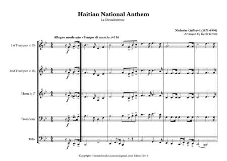 Haitian La Dessalinienne National Anthem For Brass Quintet Page 2