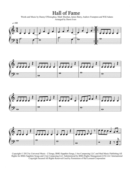 Hall Of Fame Easy Piano Solo Page 2