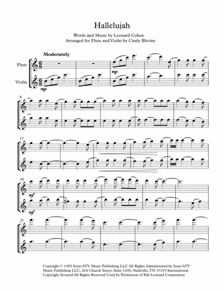 Hallelujah Arranged For Flute And Violin Page 2