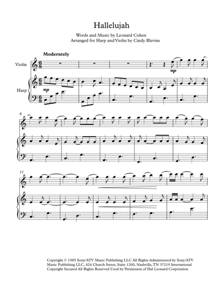 Hallelujah Arranged For Harp And Violin Page 2