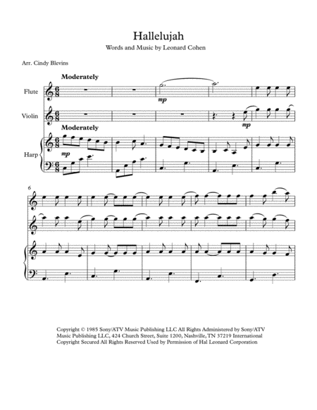 Hallelujah Arranged For Harp Flute And Violin Page 2