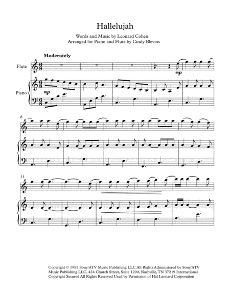 Hallelujah Arranged For Piano And Flute Page 2