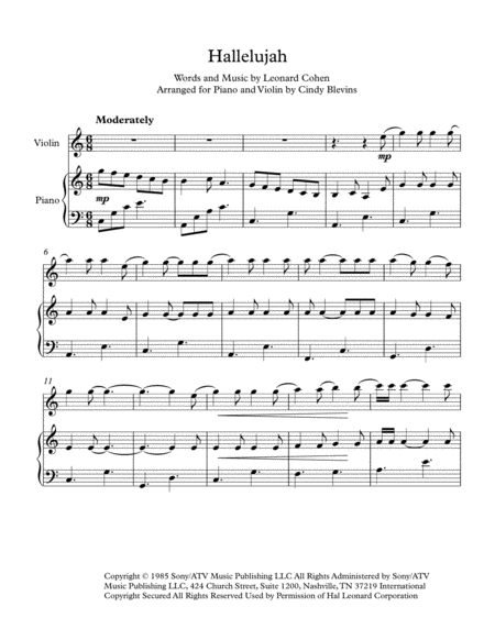 Hallelujah Arranged For Piano And Violin Page 2