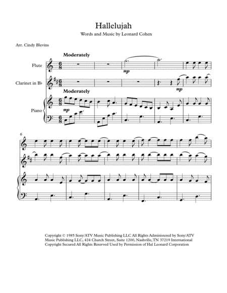 Hallelujah Arranged For Piano Flute And Bb Clarinet Page 2