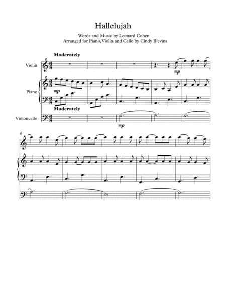 Hallelujah Arranged For Piano Violin And Optional Cello Page 2