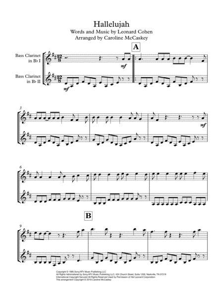 Hallelujah Bass Clarinet Duet Page 2