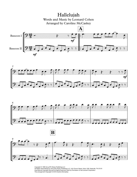 Hallelujah Bassoon Duet Page 2