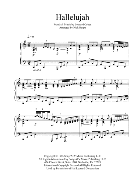 Hallelujah By Leonard Cohen Piano Solo Advanced Page 2