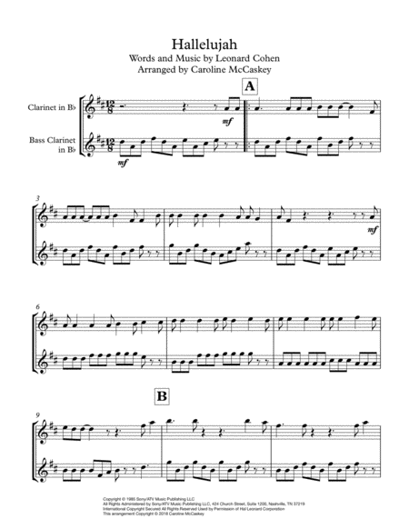 Hallelujah Clarinet And Bass Clarinet Duet Page 2