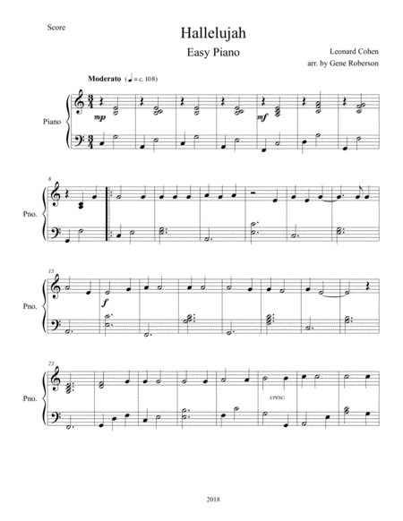 Hallelujah Easy Piano Solo Page 2