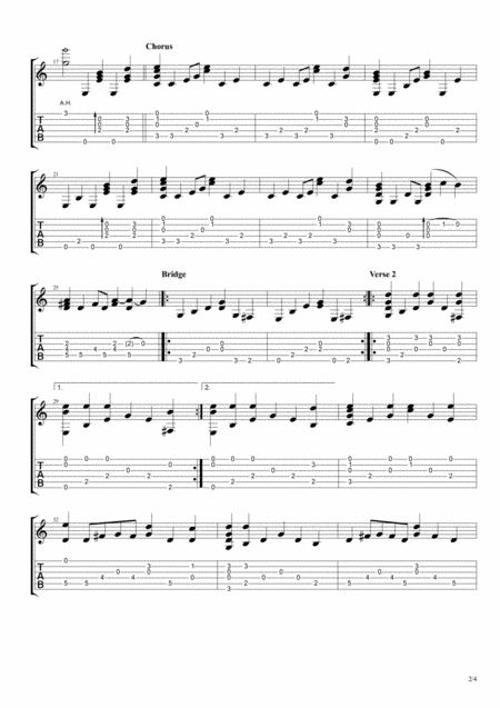 Hallelujah Fingerstyle Guitar Page 2