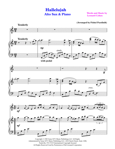 Hallelujah For Alto Sax And Piano Page 2