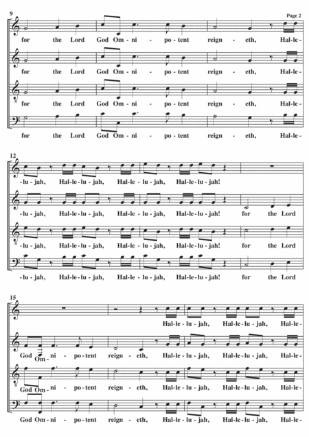 Hallelujah G F Handel A Cappella In C Major Page 2