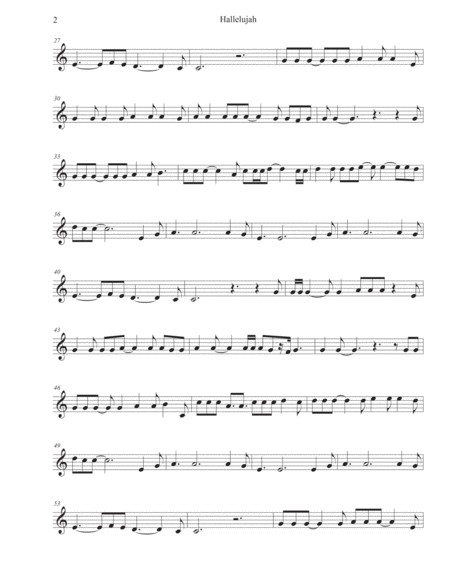 Hallelujah In The Easy Key Of C Clarinet Page 2