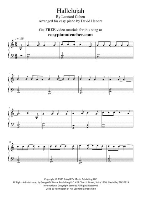 Hallelujah Leonard Cohen Very Easy Piano With Free Video Tutorials Page 2