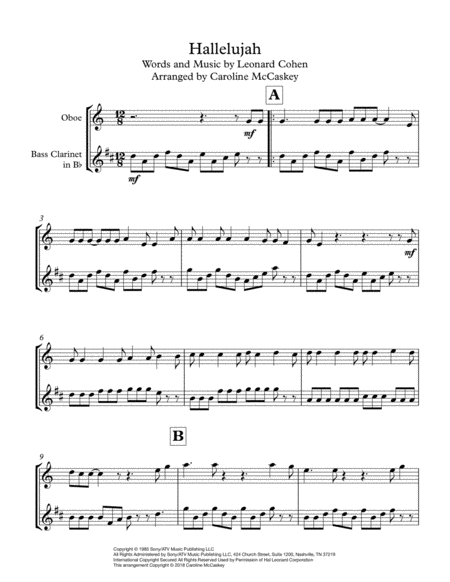 Hallelujah Oboe And Bass Clarinet Duet Page 2