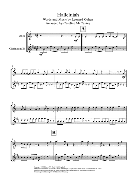 Hallelujah Oboe And Clarinet Duet Page 2