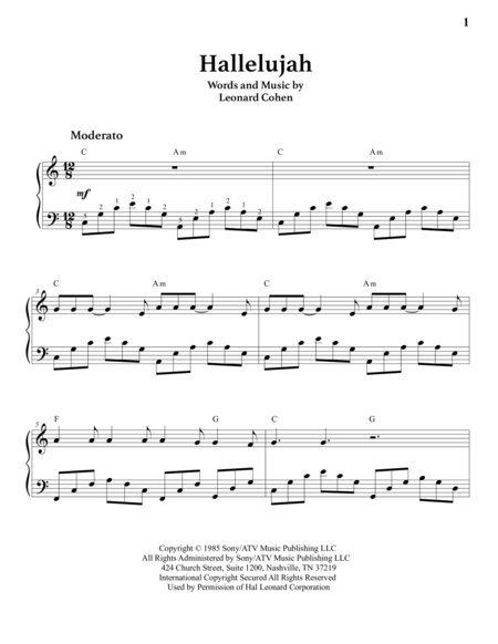 Hallelujah Super Easy Solo Piano Arr Page 2