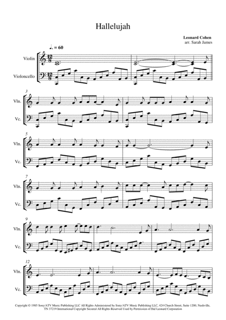 Hallelujah Violin Cello Arrangement By The Chapel Hill Duo Page 2