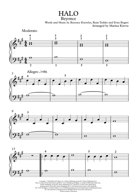 Halo Beyonc Piano Easy To Read Page 2