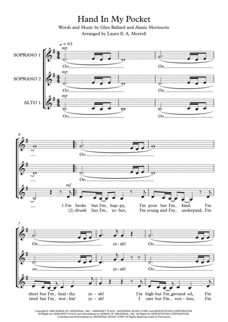 Hand In My Pocket 3 Part Female A Cappella Trio Ssa Page 2