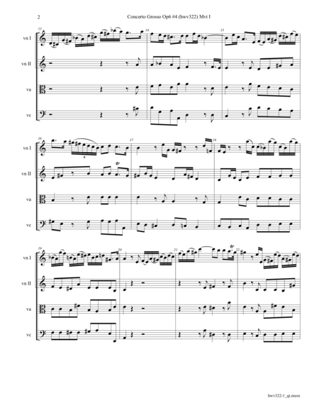 Handel Concerto Grosso Op 6 4 Hwv 322 Movement 1 Arr For String Quartet Page 2