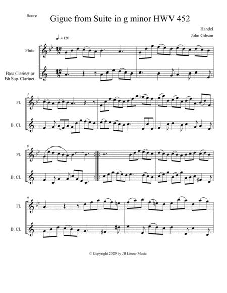 Handel Gigue From Suite In G Minor Set For Flute And Bass Clarinet Or Bb Sopr Page 2