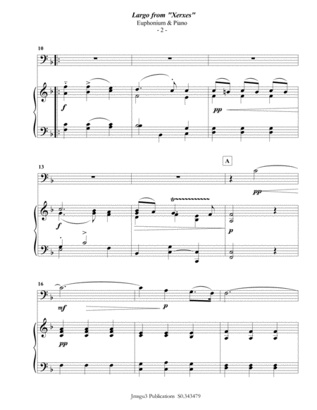 Handel Largo From Xerxes For Euphonium Piano Page 2