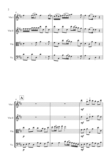 Handel Let The Bright Seraphim For String Quartet Score And Parts Page 2