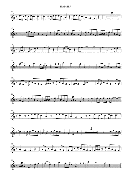 Happier By Marshmello Transcription In Concert Pitch Bb And Eb Page 2