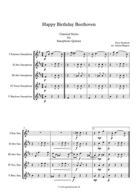 Happy Birthday Beethoven Saxophone Quintet Arr Adrian Wagner Page 2