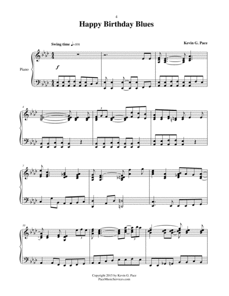 Happy Birthday Blues Piano Solo Page 2
