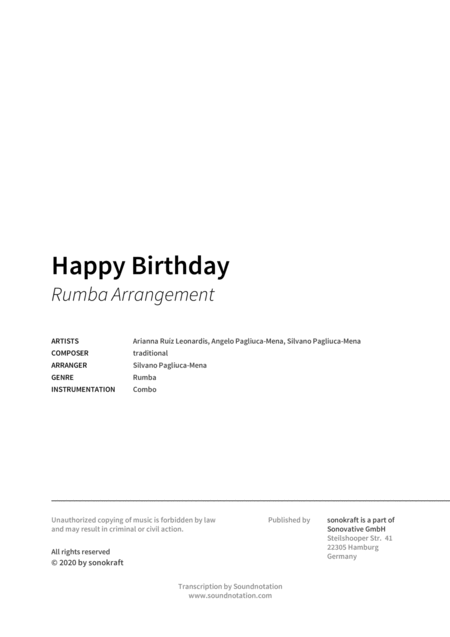 Happy Birthday Rumba Arrangement Page 2