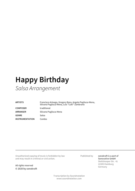 Happy Birthday Salsa Arrangement Page 2