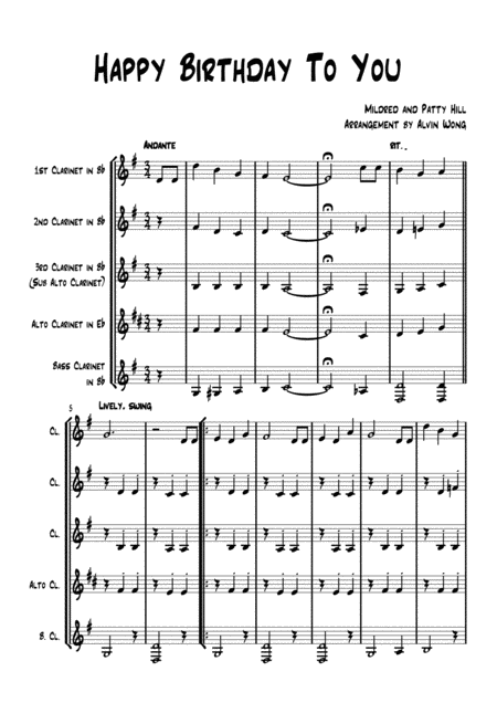 Happy Birthday To You Clarinet Quartet Page 2