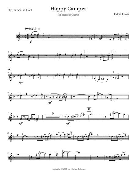 Happy Camper For Trumpet Quartet By Eddie Lewis Page 2